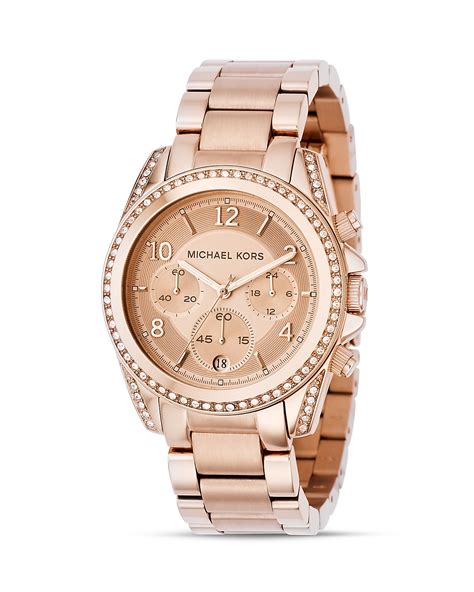 michael kors rose gold diamond crystal face watch|rose gold mk watch men.